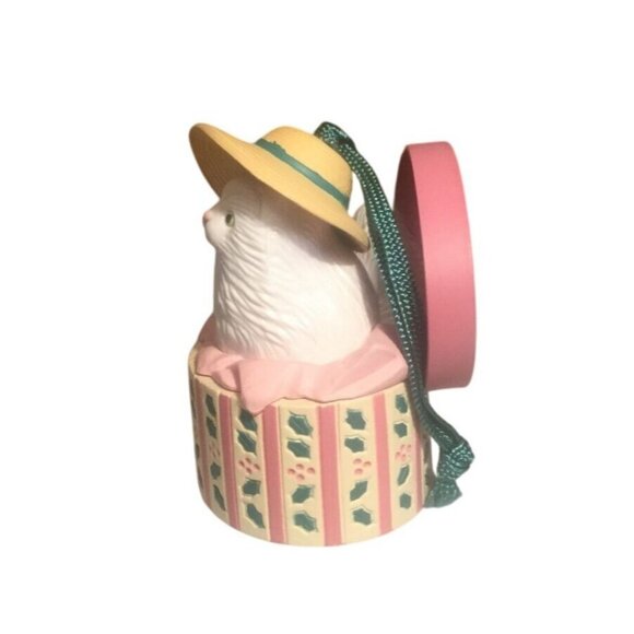 Avon Christmas Dress-up Ornament Kitty Cat in Hat Box - Picture 6 of 11
